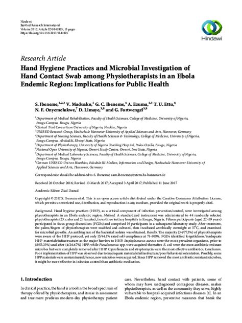 Hand Hygiene Practices and Microbial Investigation of Hand .